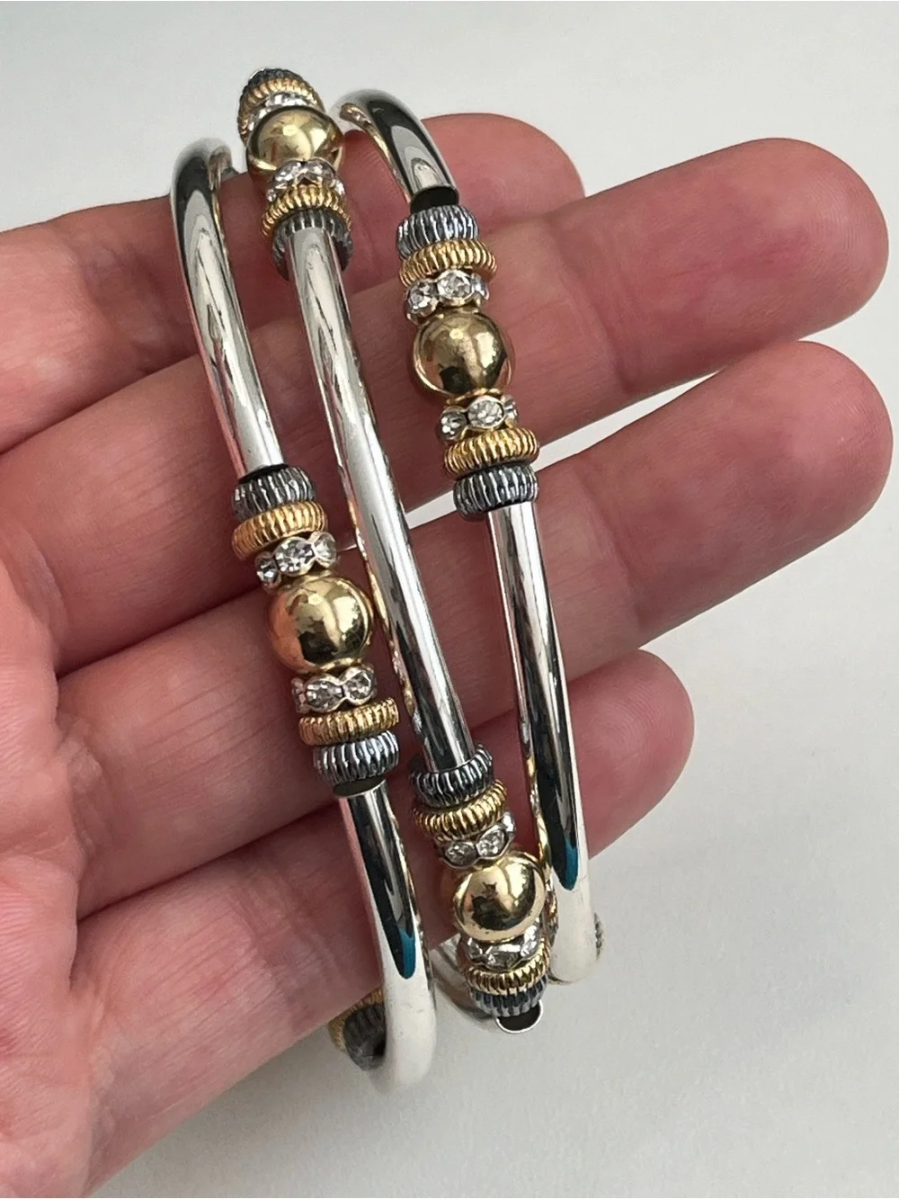 NINE WEST SILVER TONE 3 Set STRETCH BRACELET SET